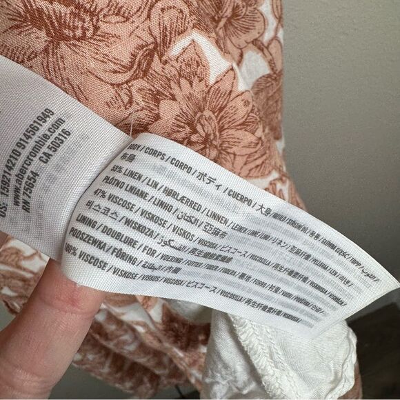 Abercrombie & Fitch Floral Button Slit Maxi Dress Linen Blend V Neck Medium - Picture 8 of 8